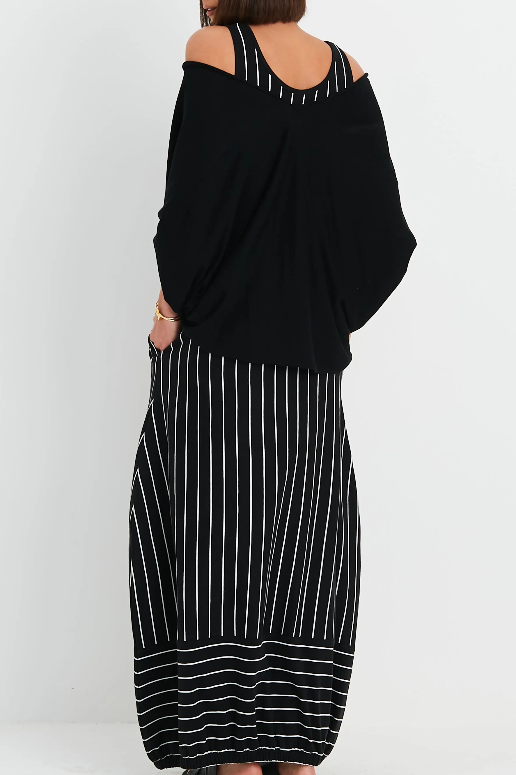 Pima Cotton Striped Lantern Dress