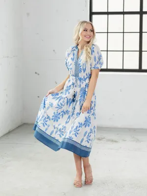 PINCH Contrast Floral Print Midi Dress