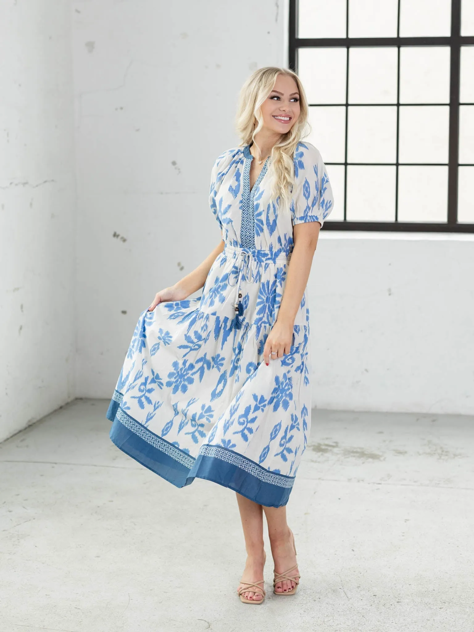 PINCH Contrast Floral Print Midi Dress