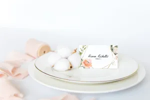 Pink Floral and Greenery Place Card Template - EDIE