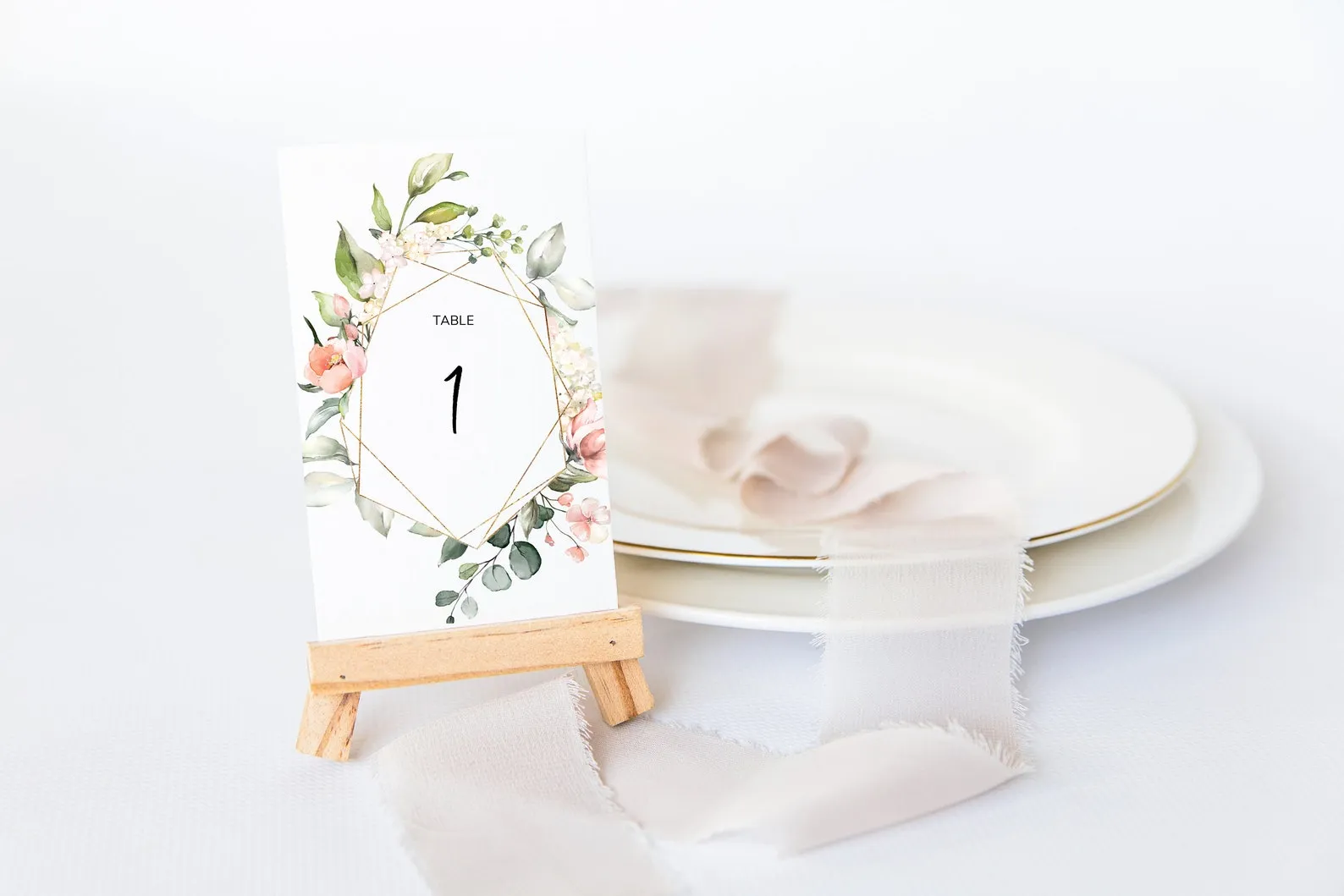 Pink Floral and Greenery Table Numbers Template - EDIE