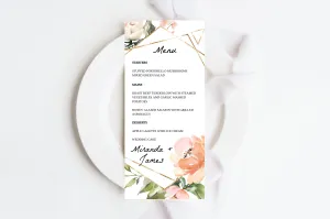 Pink Floral and Greenery Wedding Menu Template - EDIE