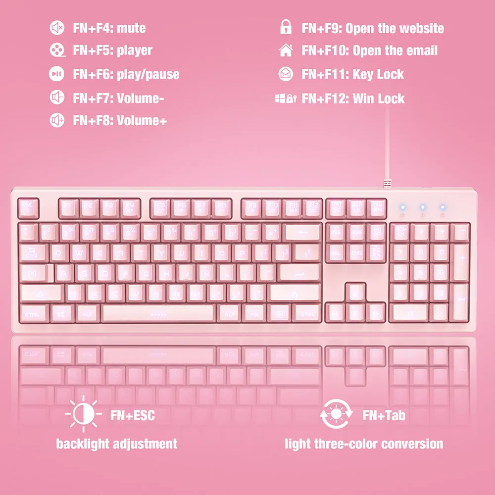 Pink Gaming Keyboard Set