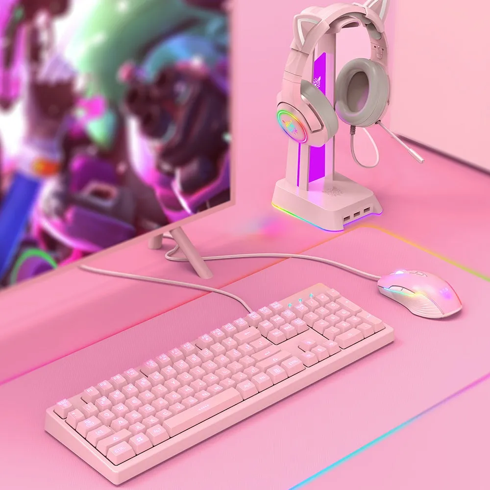 Pink Gaming Keyboard Set
