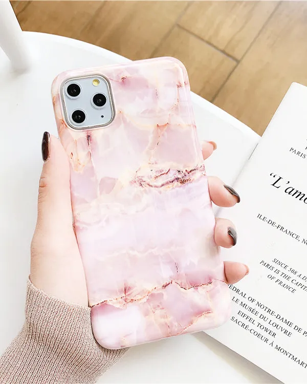 Pink Marble Silicone Iphone Case