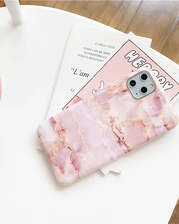 Pink Marble Silicone Iphone Case