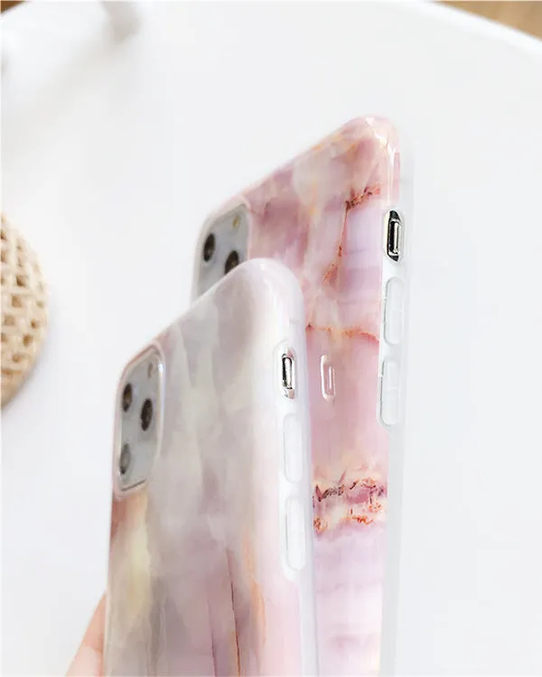 Pink Marble Silicone Iphone Case