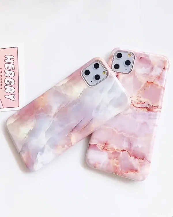 Pink Marble Silicone Iphone Case