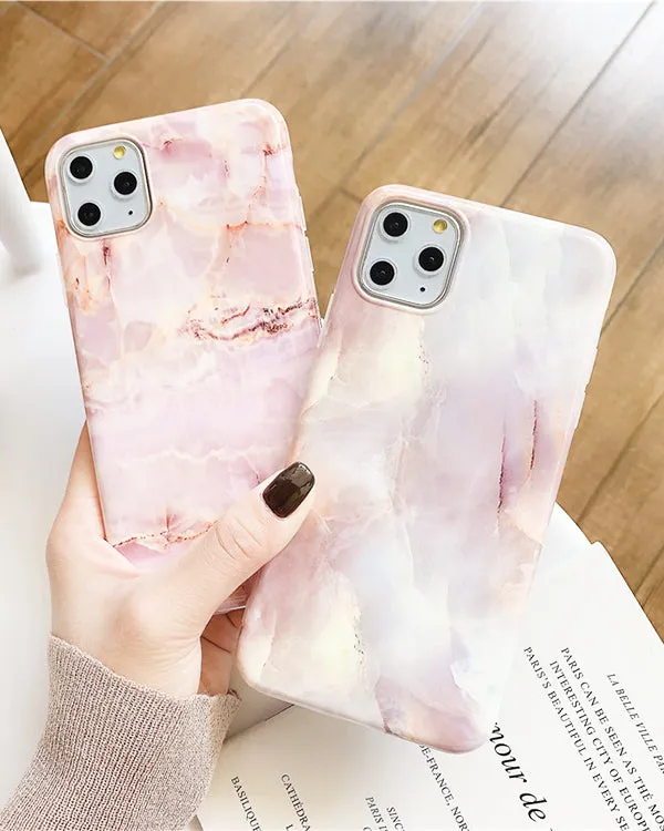 Pink Marble Silicone Iphone Case