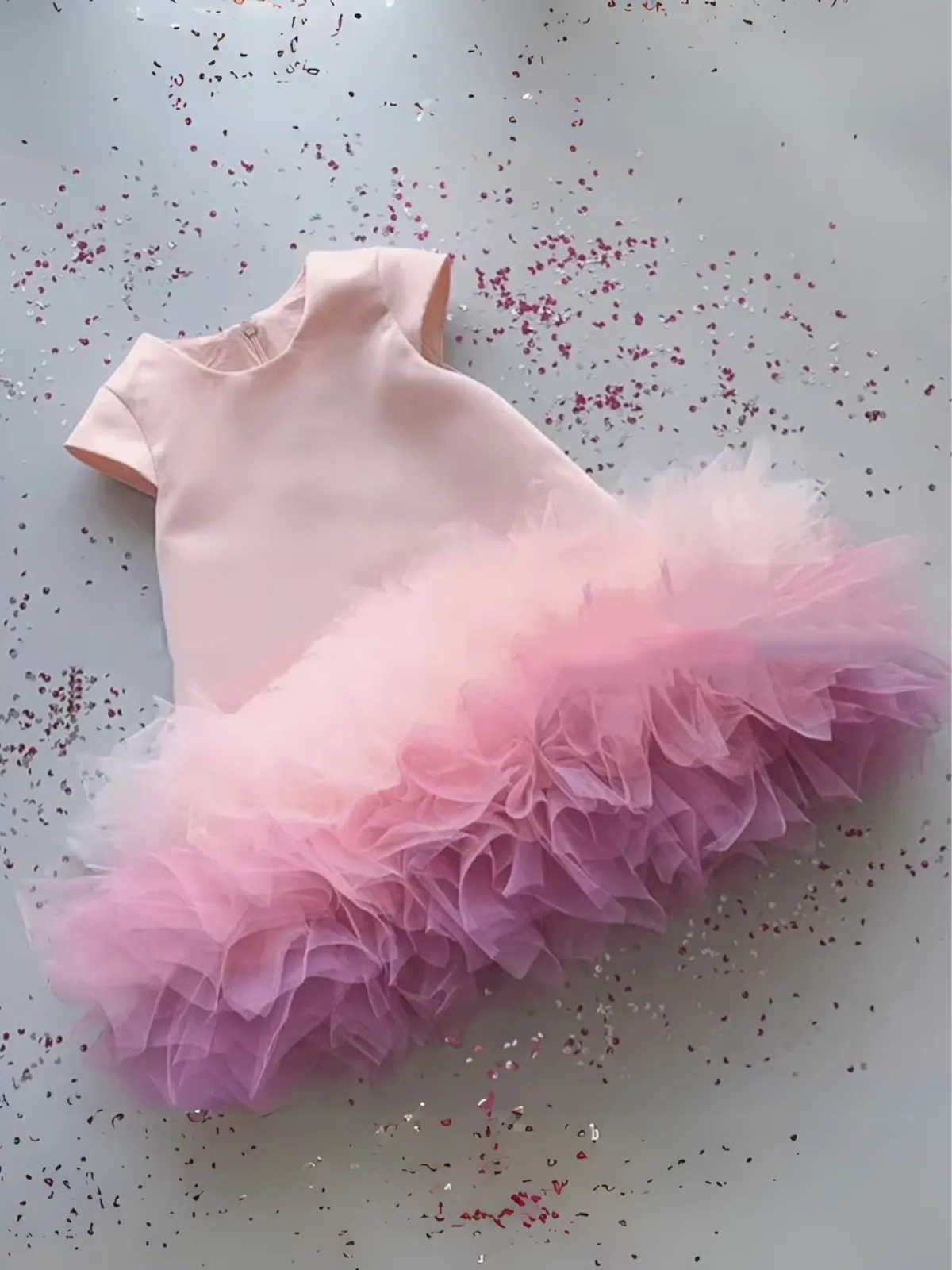 Pink Ombre Ruffle Tulle Party Dress