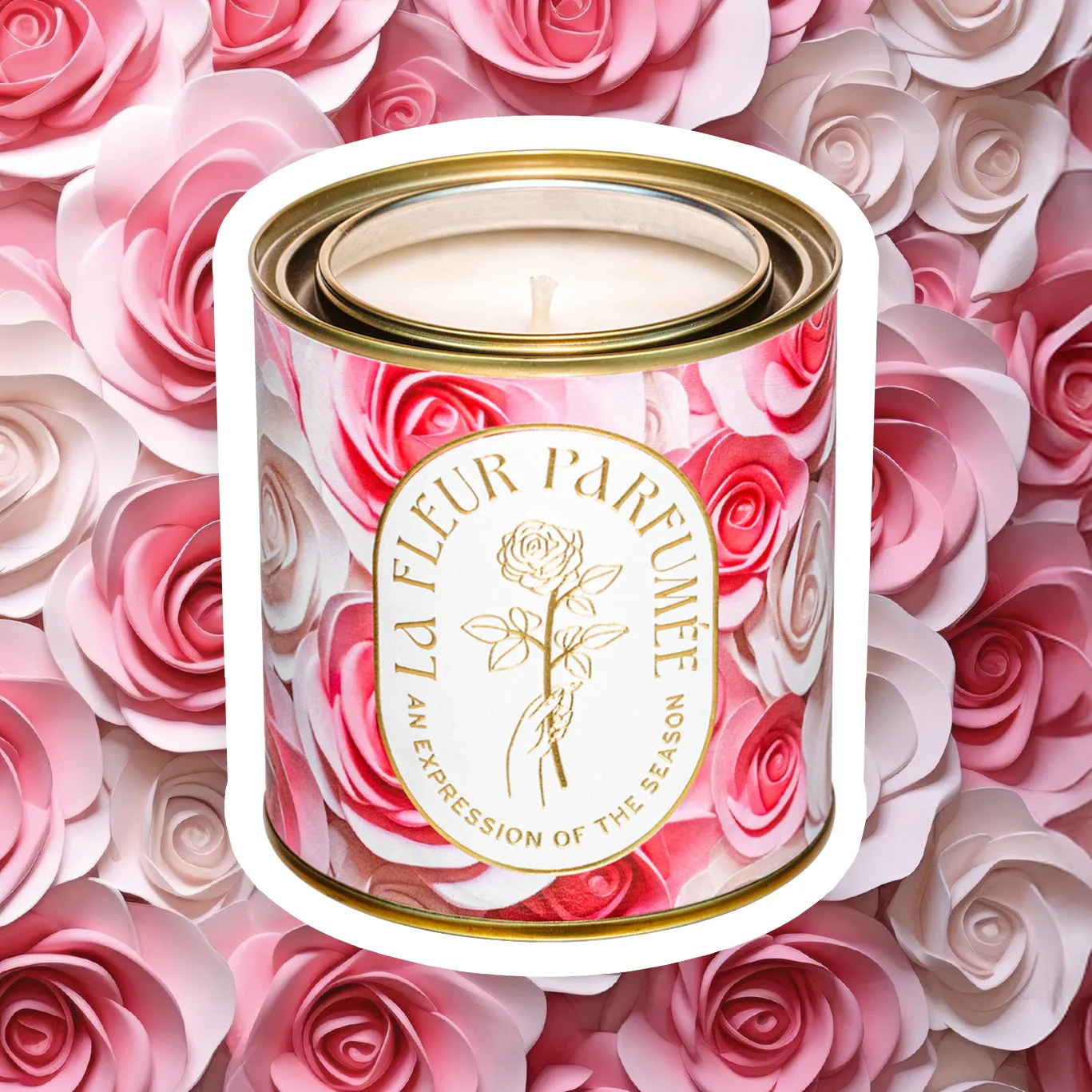 PINK ROSES TIN CANDLE