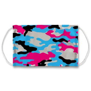 Pink Teal Black White Camo Face Mask