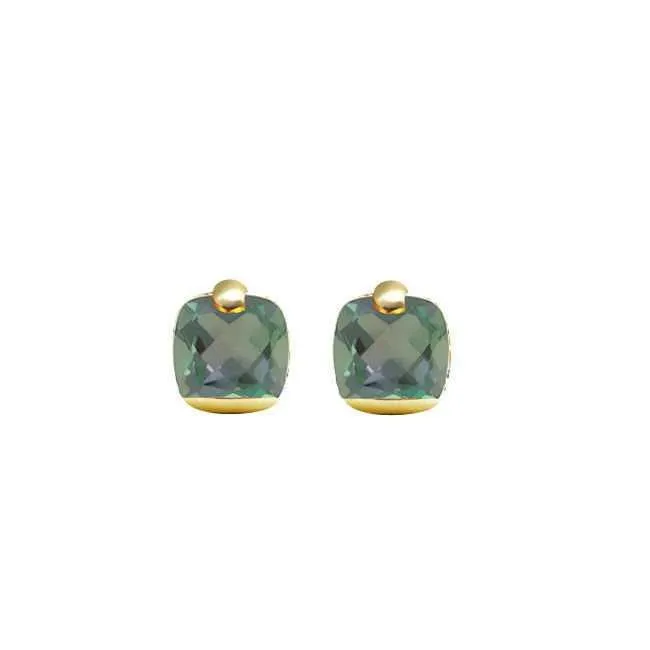 Pitti and Sisi Earrings in Lobo Rainbow Silver 925 Finish Pvd Gold Gold Green Quartz OR 9591g/069