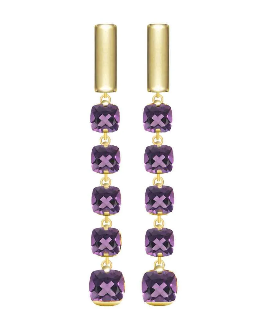 Pitti and Sisi Rainbow earrings 925 silver finish pvd yellow gold quartz purple or 9597g/086