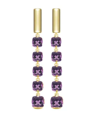 Pitti and Sisi Rainbow earrings 925 silver finish pvd yellow gold quartz purple or 9597g/086