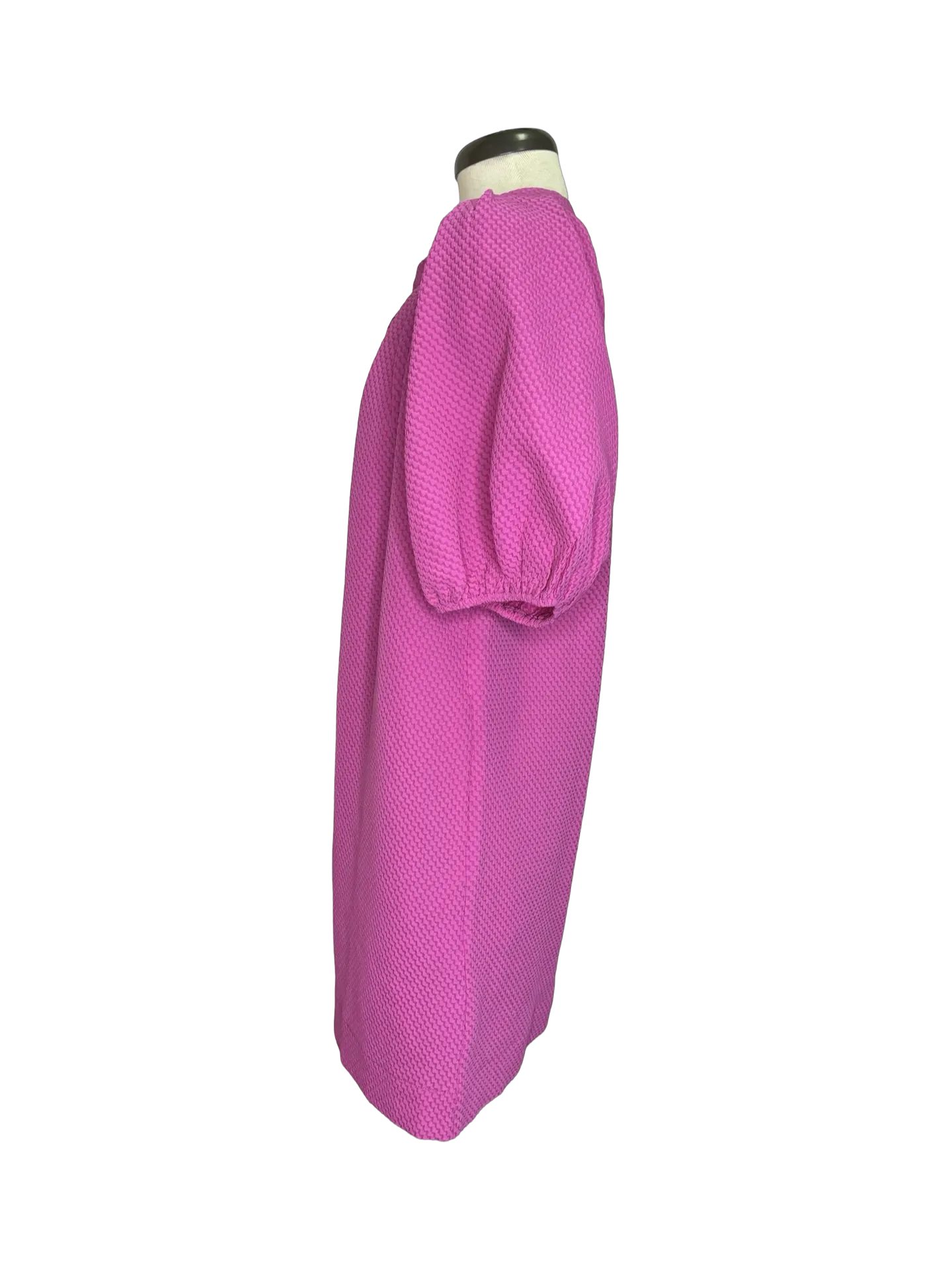 Pleated Sleeve Dress Fuchsia
