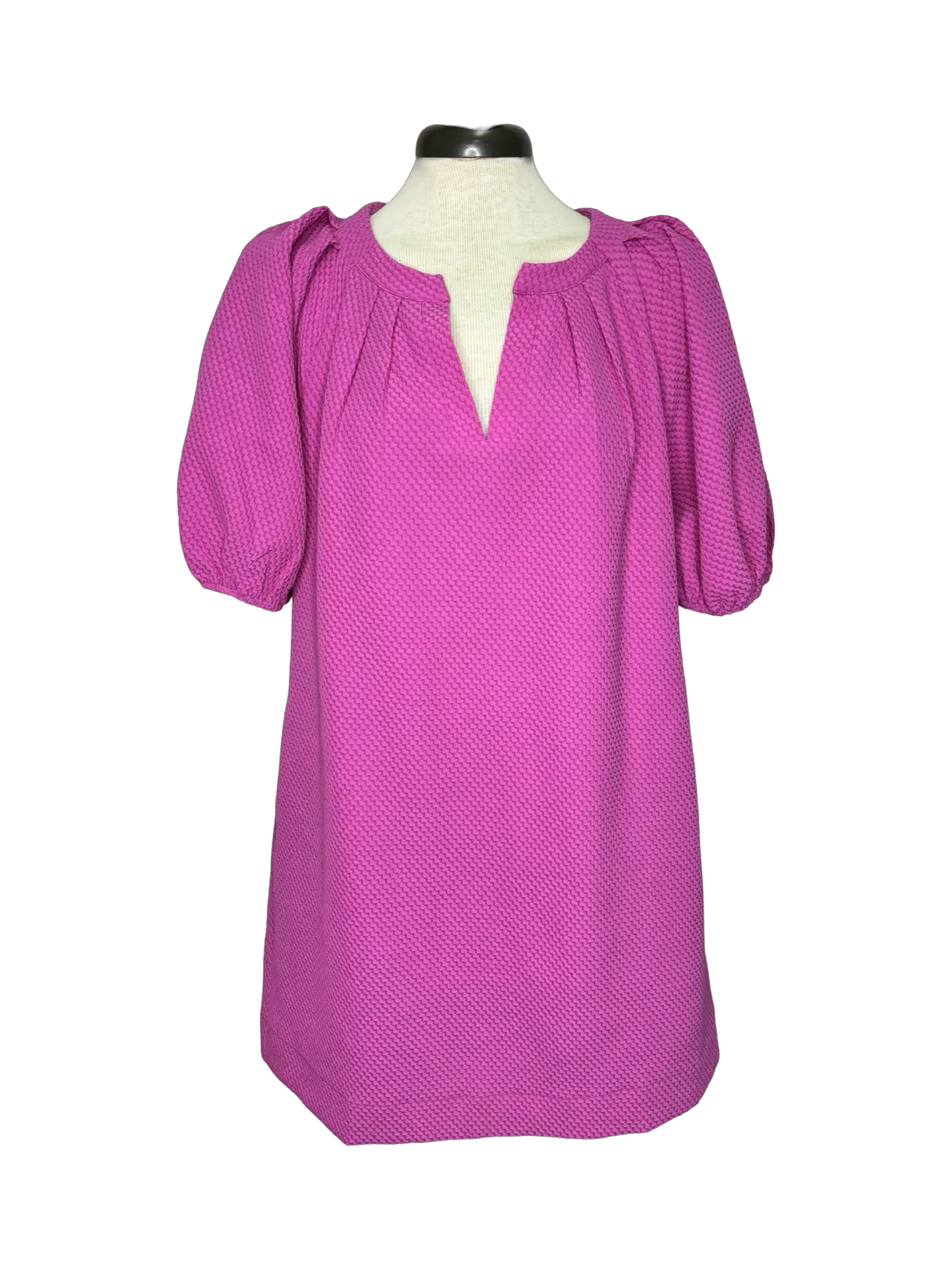 Pleated Sleeve Dress Fuchsia