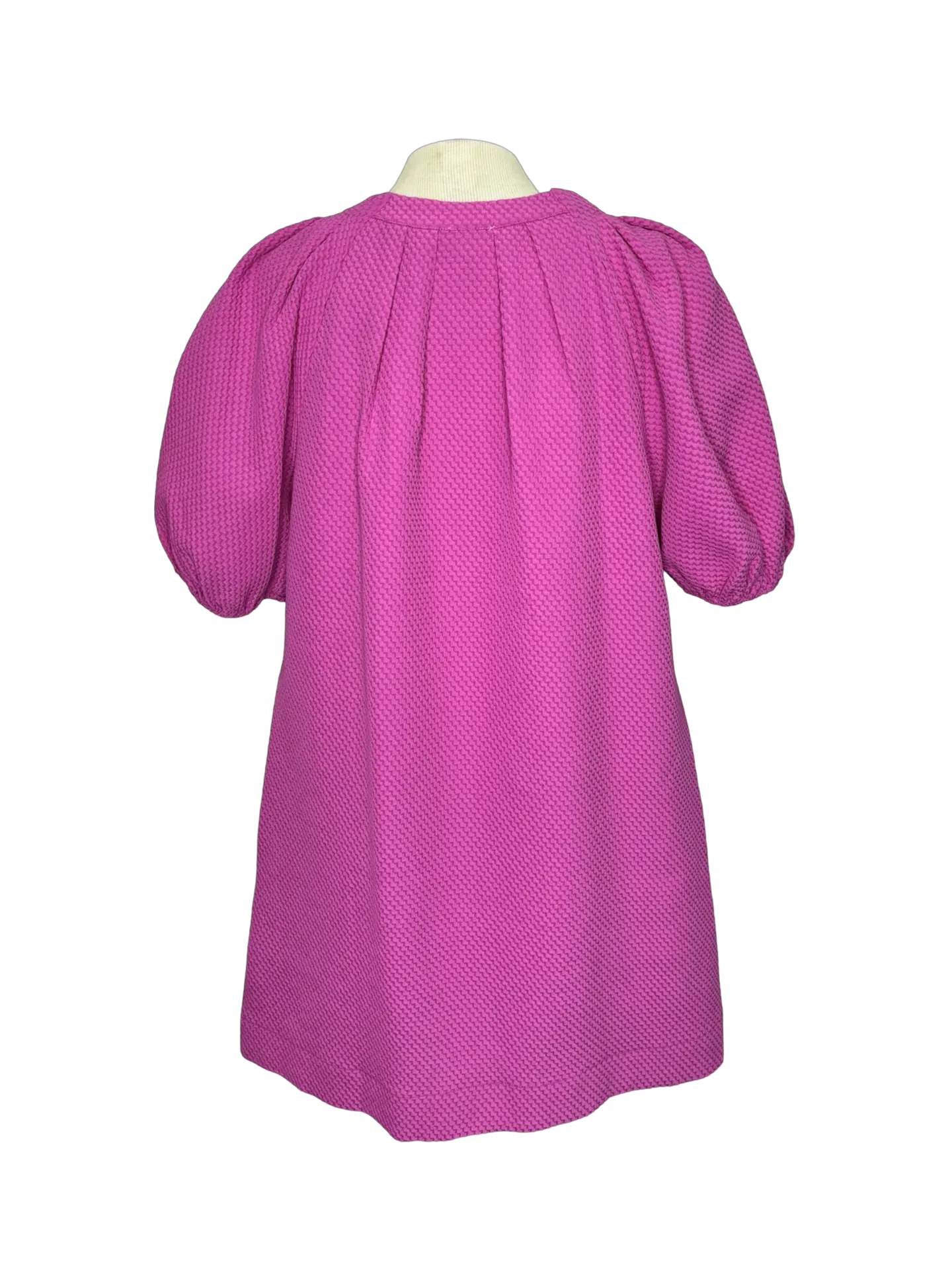 Pleated Sleeve Dress Fuchsia
