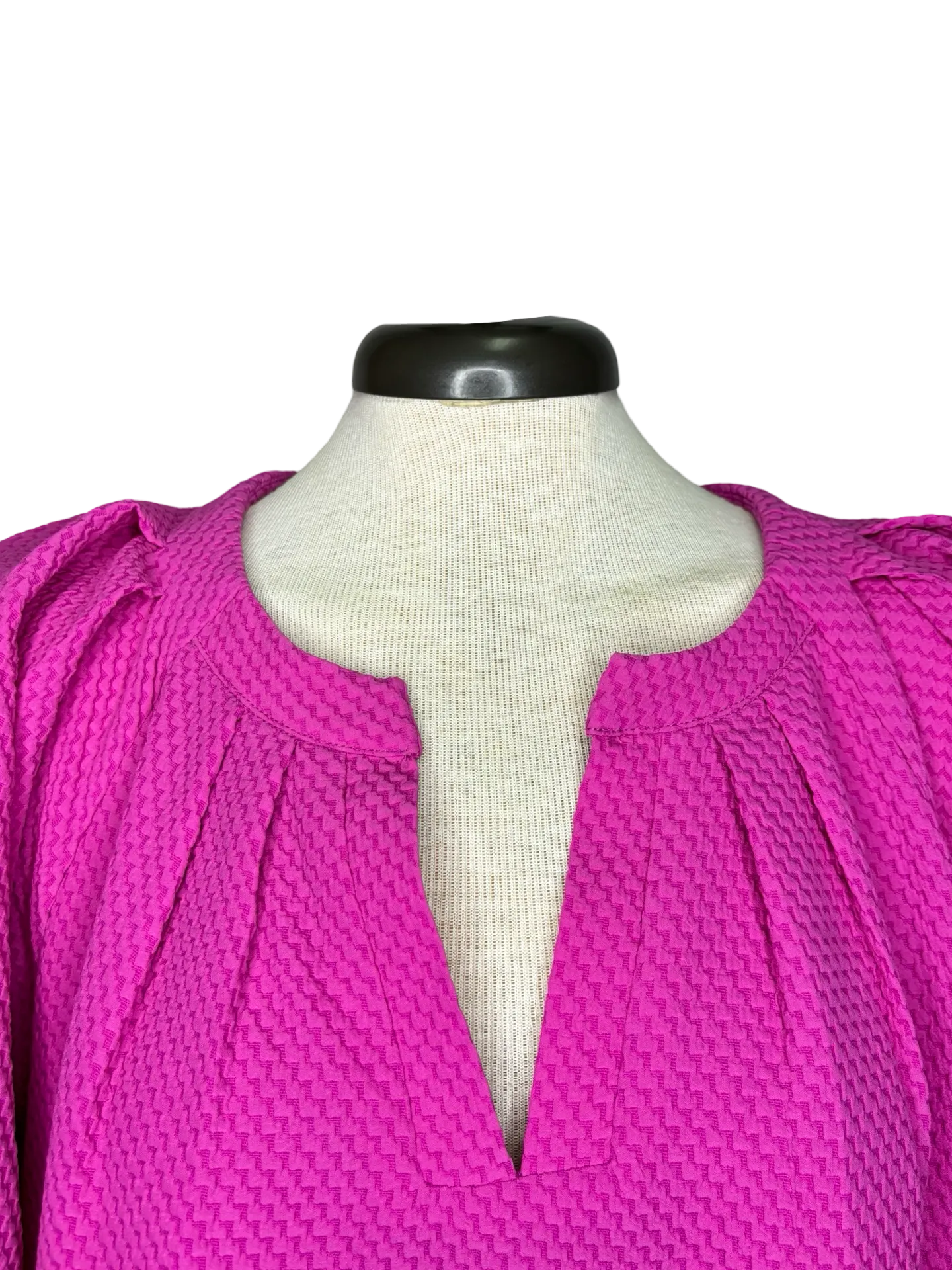 Pleated Sleeve Dress Fuchsia