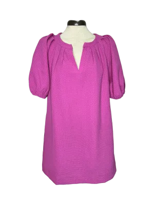 Pleated Sleeve Dress Fuchsia
