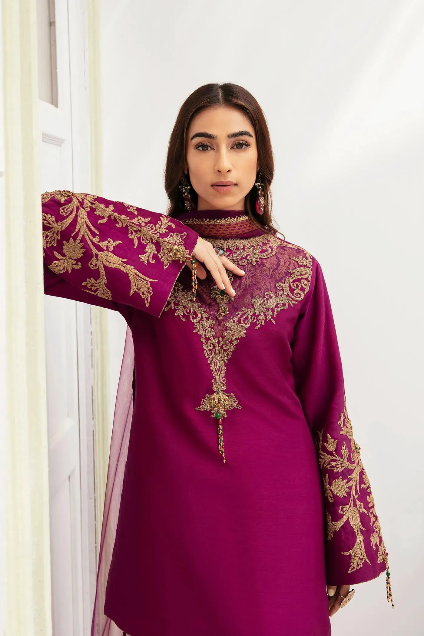 Plum Embroidered Salwar Suit Luxury Pakistani Salwar Kameez Dupatta