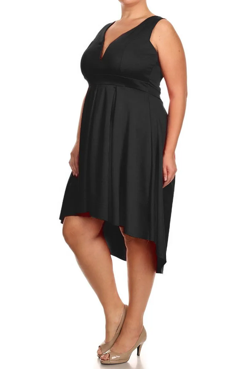 Plus Size Beautiful Hi-Lo Pleat Flare Dress [SALE]