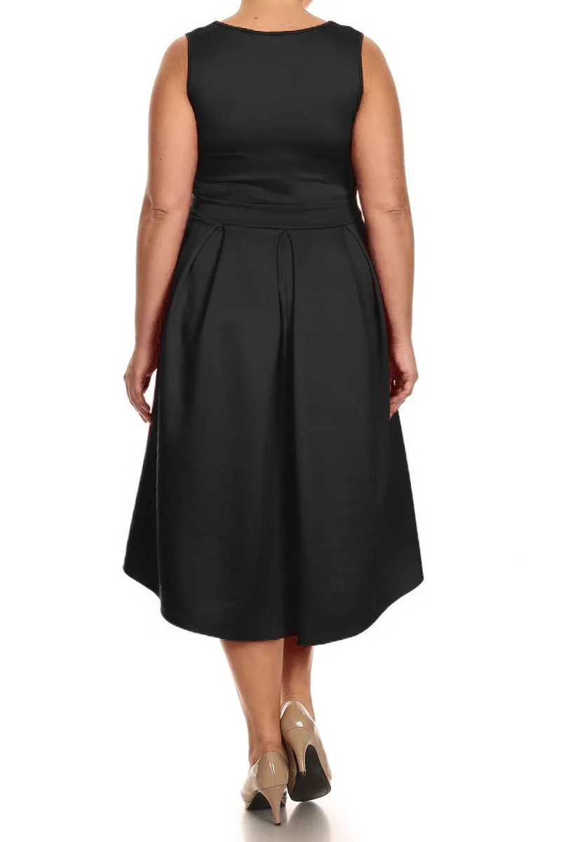 Plus Size Beautiful Hi-Lo Pleat Flare Dress [SALE]