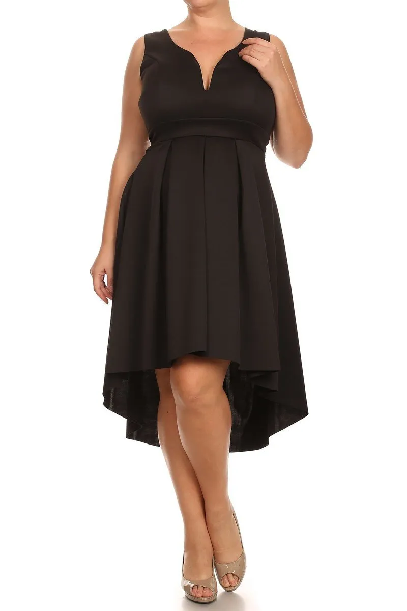 Plus Size Beautiful Hi-Lo Pleat Flare Dress [SALE]
