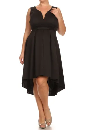 Plus Size Beautiful Hi-Lo Pleat Flare Dress [SALE]