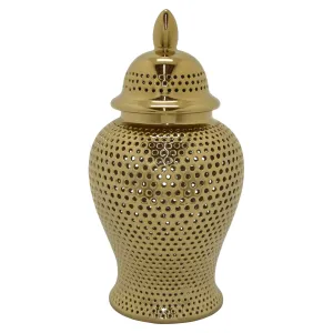 Plutus Brands Ceramic Jar, Gold Porcelain