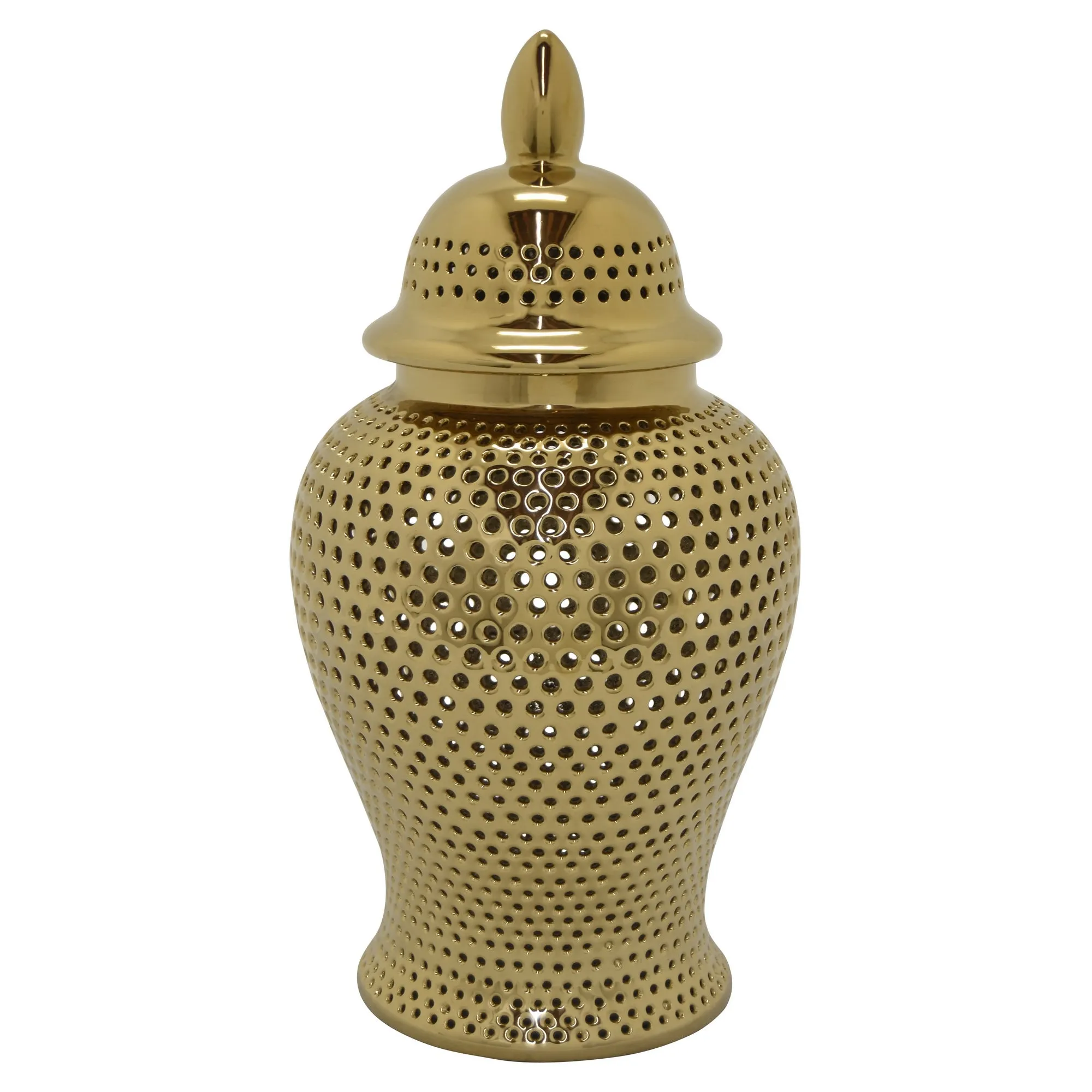 Plutus Brands Ceramic Jar, Gold Porcelain