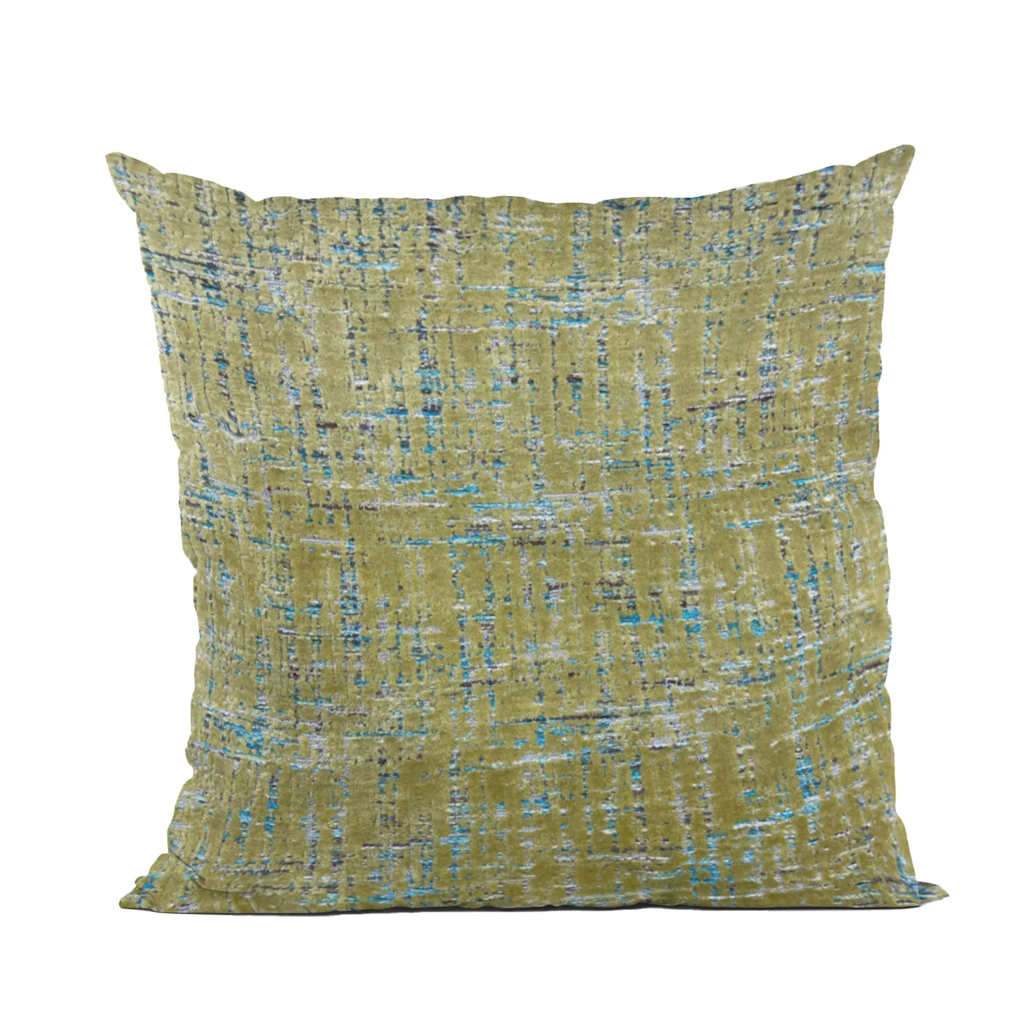 Plutus Luxe Aurora Textured Olive Blue Velvet Luxury Throw Pillow