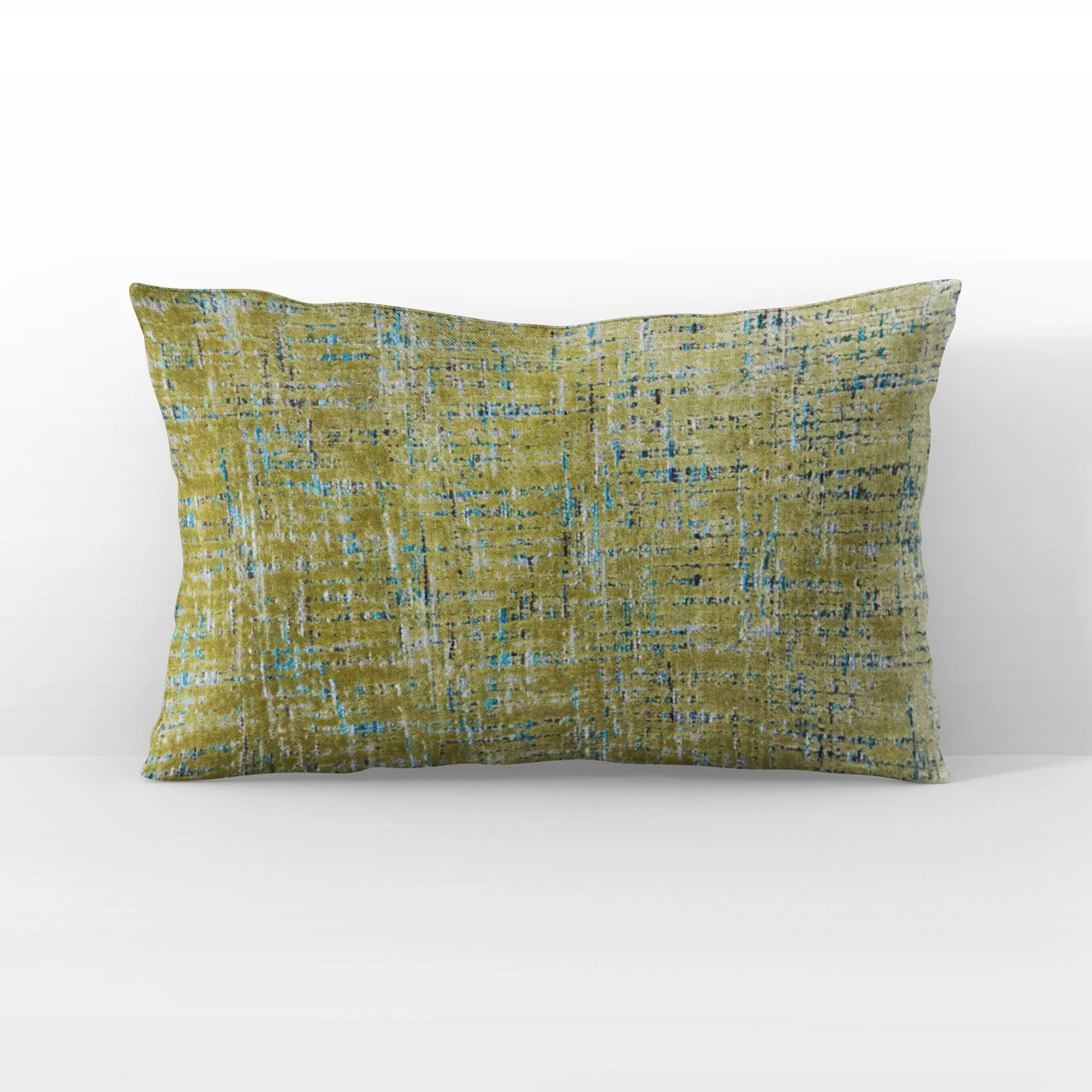 Plutus Luxe Aurora Textured Olive Blue Velvet Luxury Throw Pillow