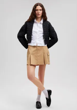 Pocket Detailed Beige Mini Skirt
