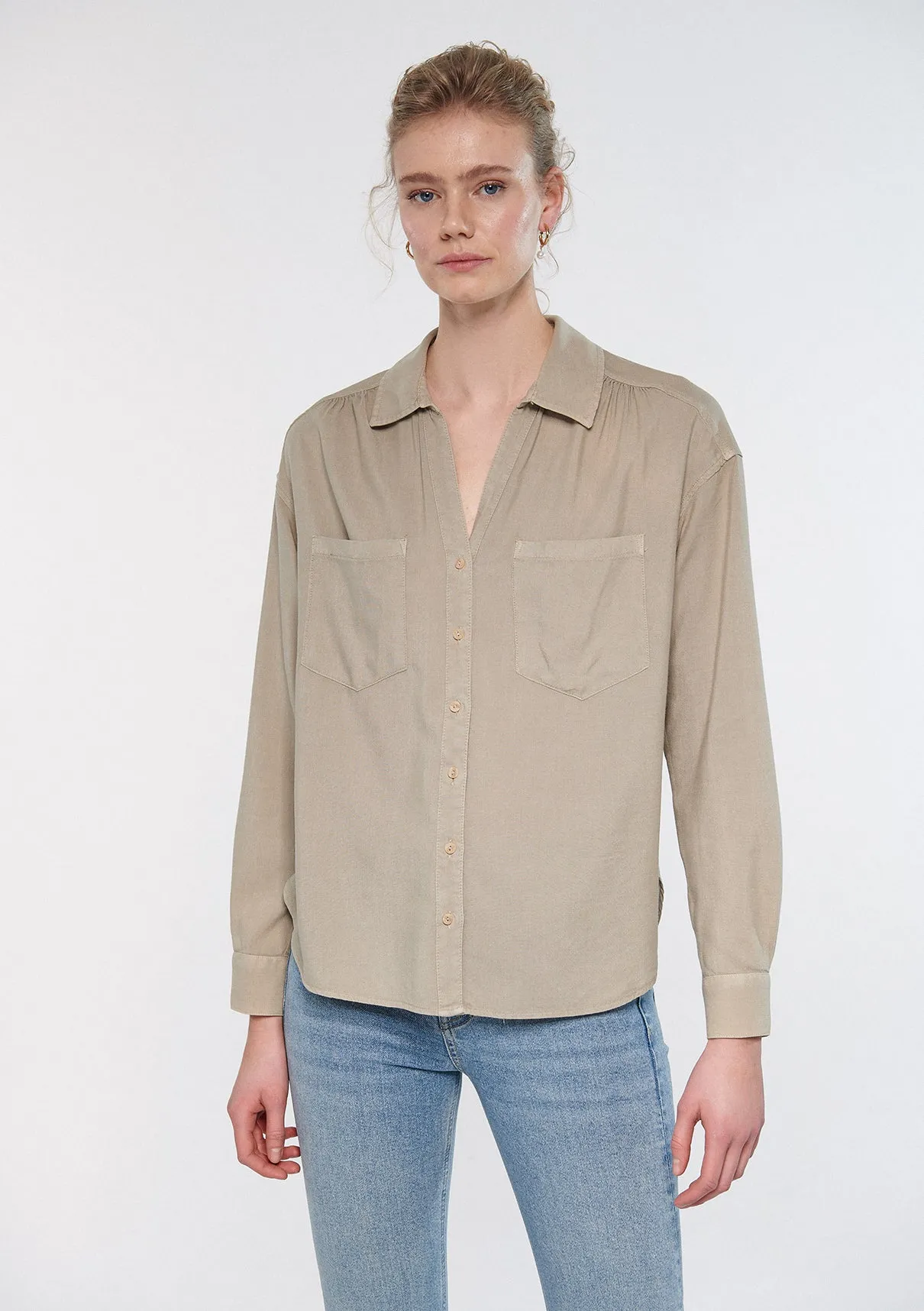 Pocket Detailed Beige Shirt