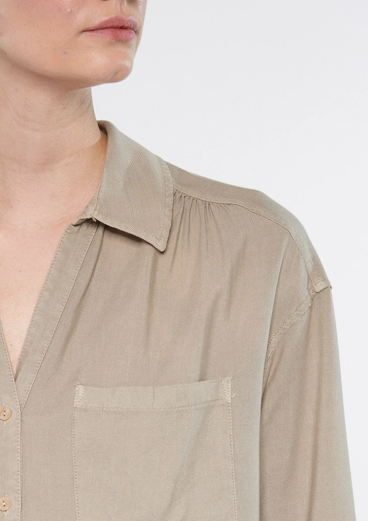 Pocket Detailed Beige Shirt