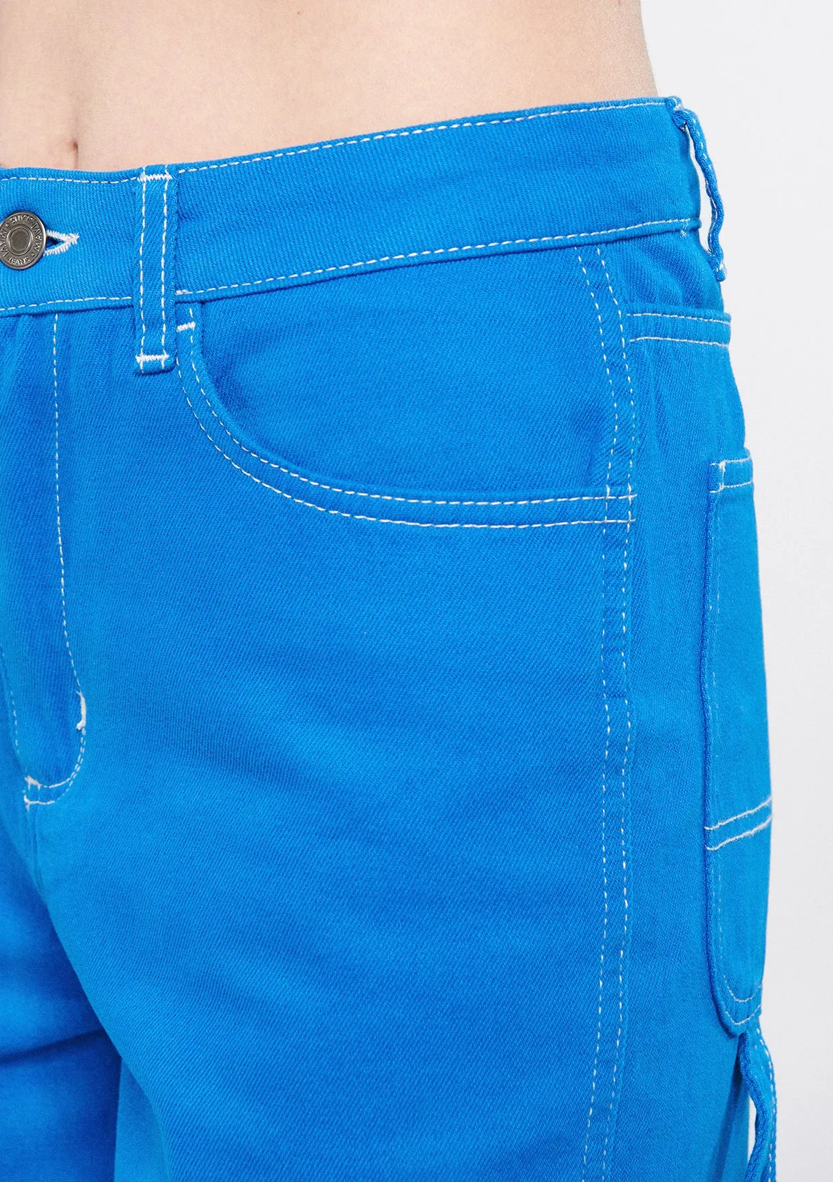 Pocket Detailed Blue Pants