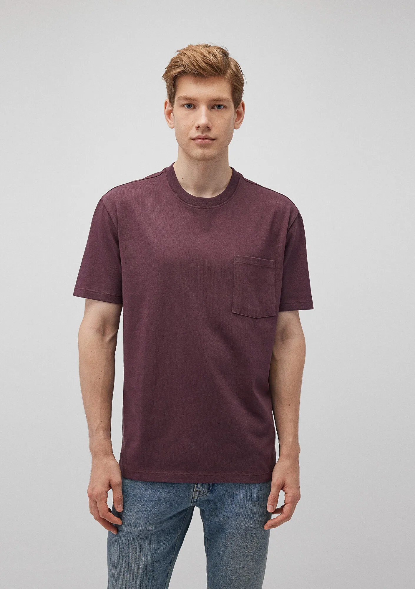 Pocket Detailed Brown Basic T-Shirt