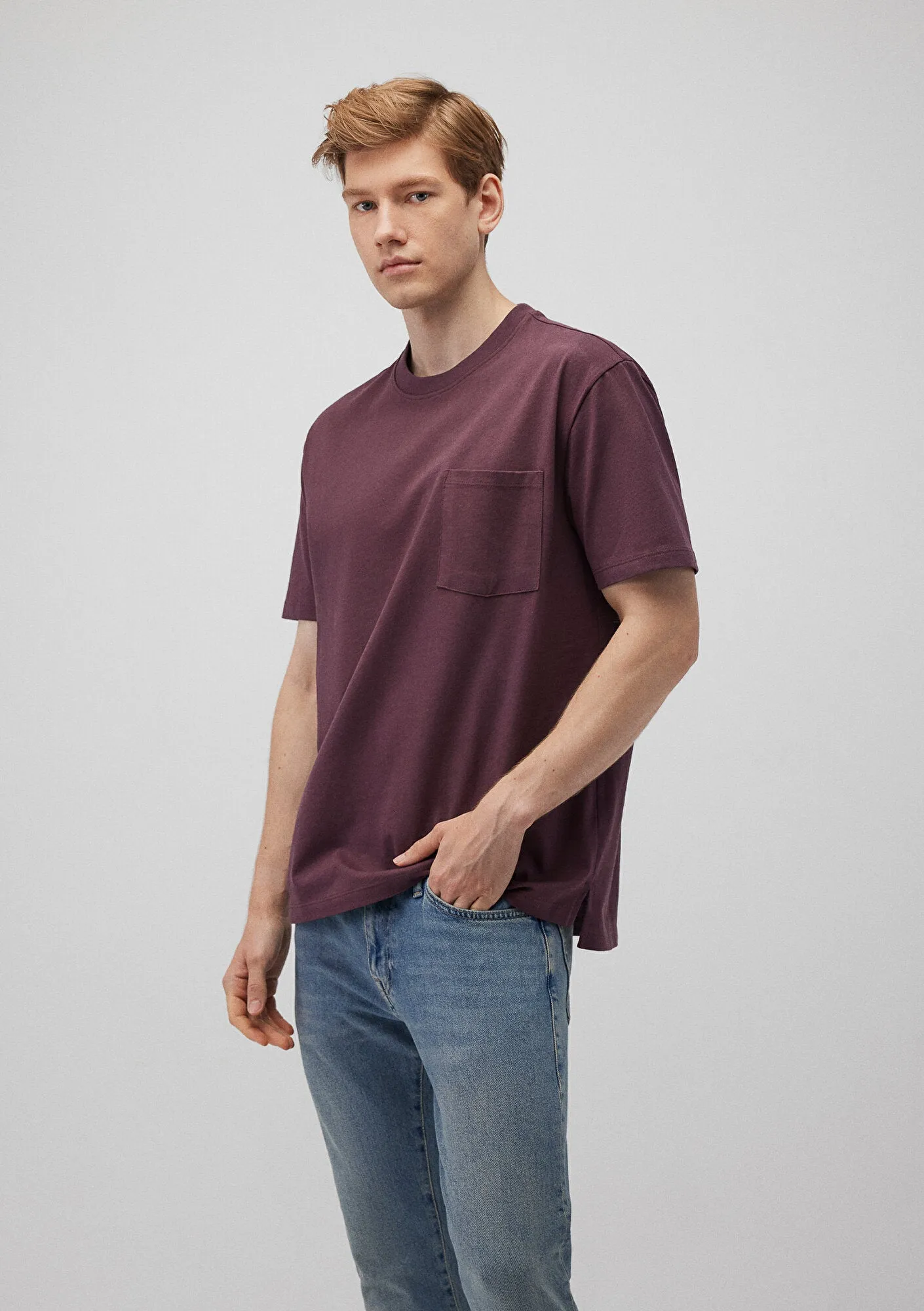 Pocket Detailed Brown Basic T-Shirt