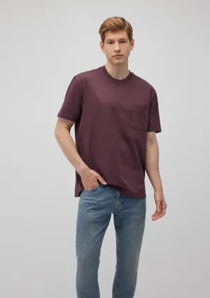 Pocket Detailed Brown Basic T-Shirt