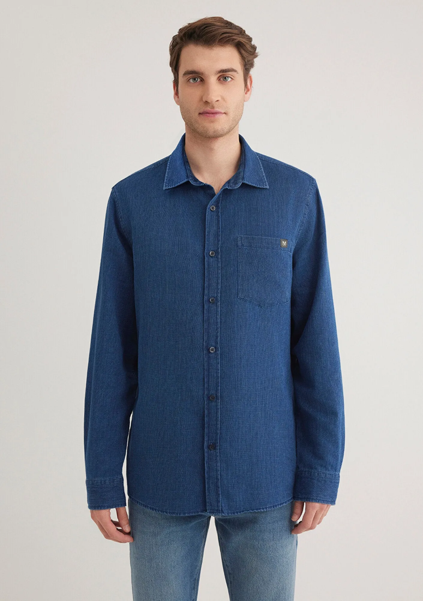 Pocket Detailed Indigo Shirt