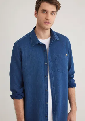 Pocket Detailed Indigo Shirt