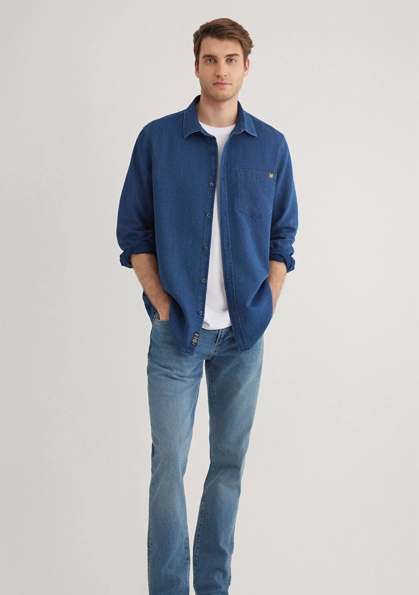 Pocket Detailed Indigo Shirt