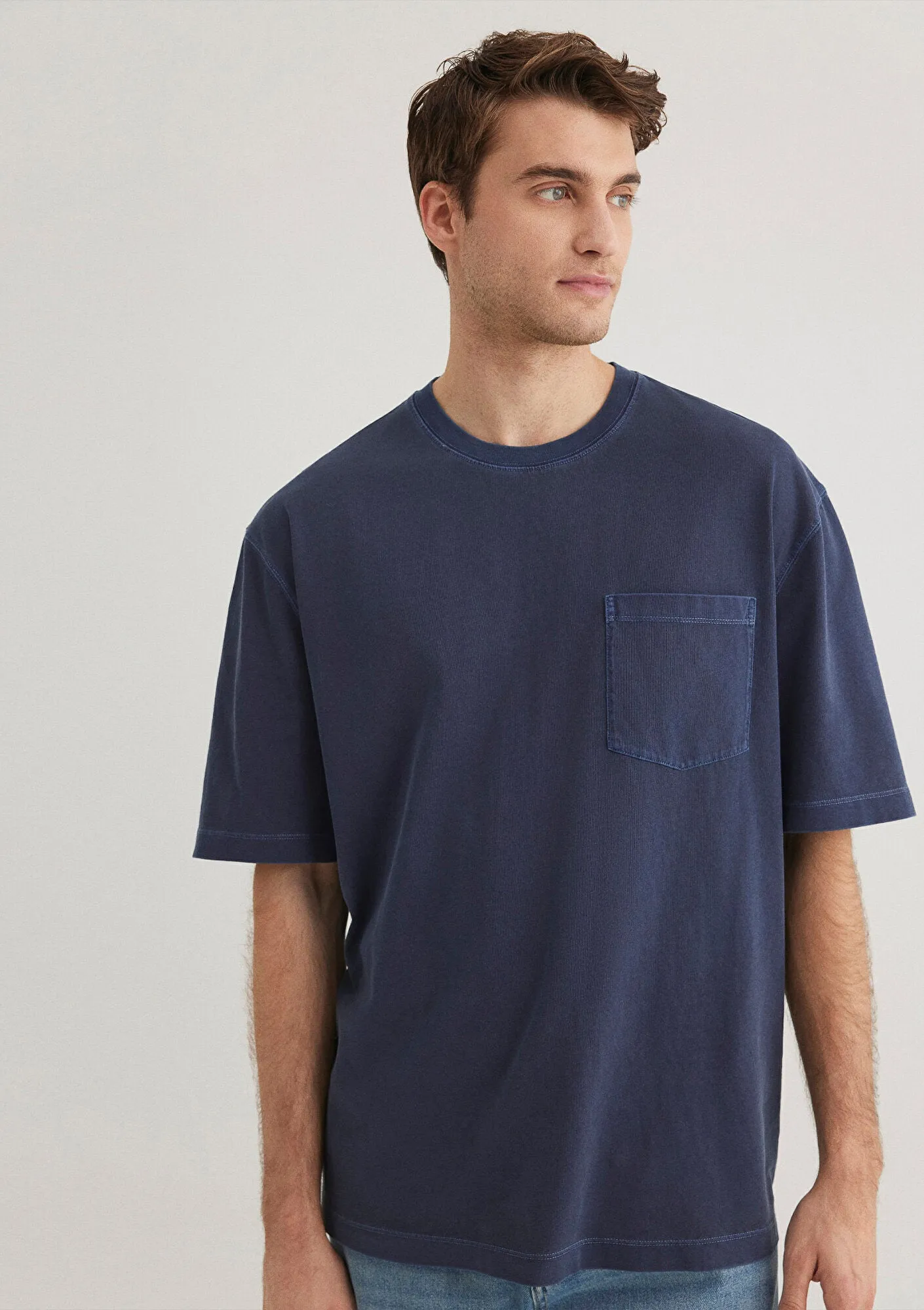 Pocket Detailed Navy Mavi T-Shirt