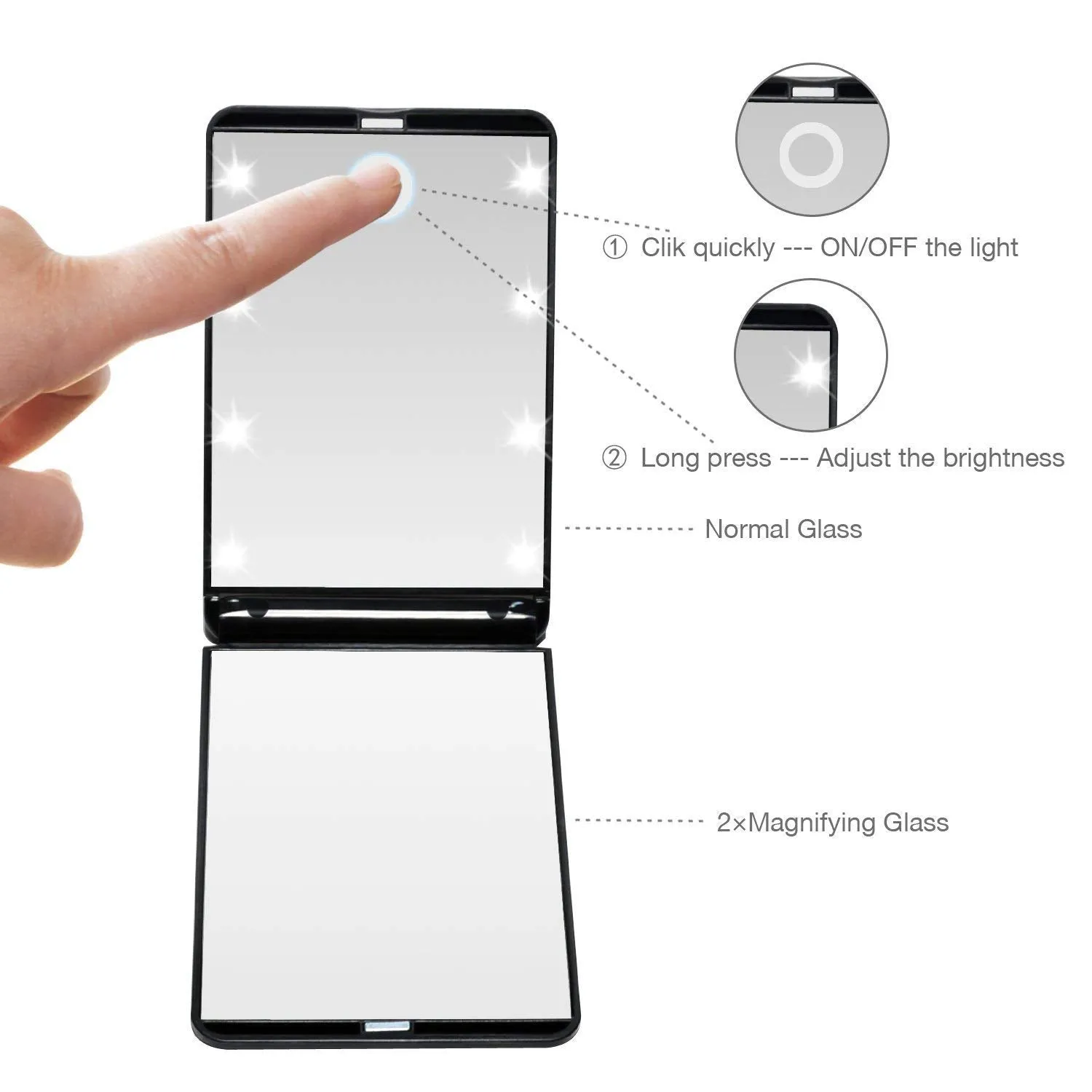 Pocket LED Travel Make Up Mirror