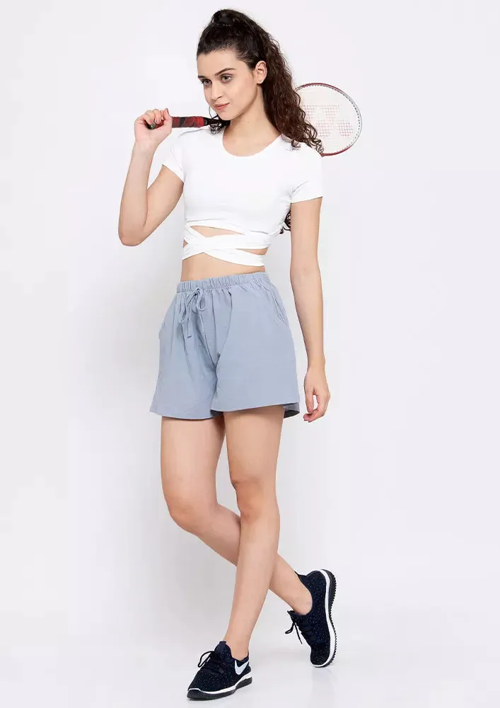 Pocketed Drawstring Flax Shorts