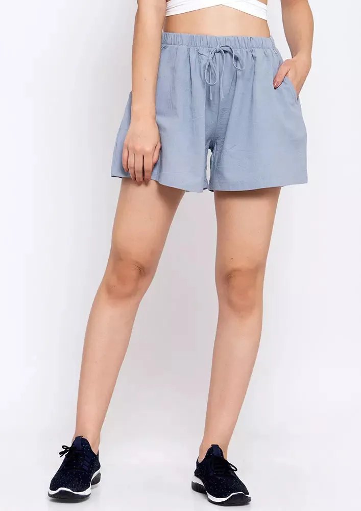 Pocketed Drawstring Flax Shorts