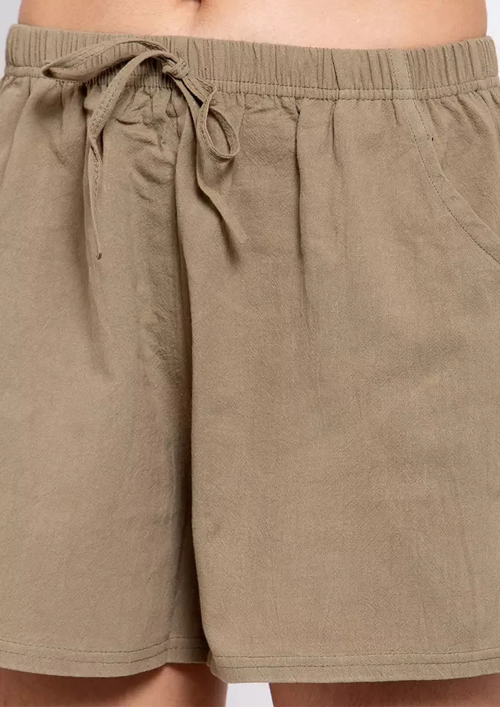 Pocketed Drawstring Flax Shorts