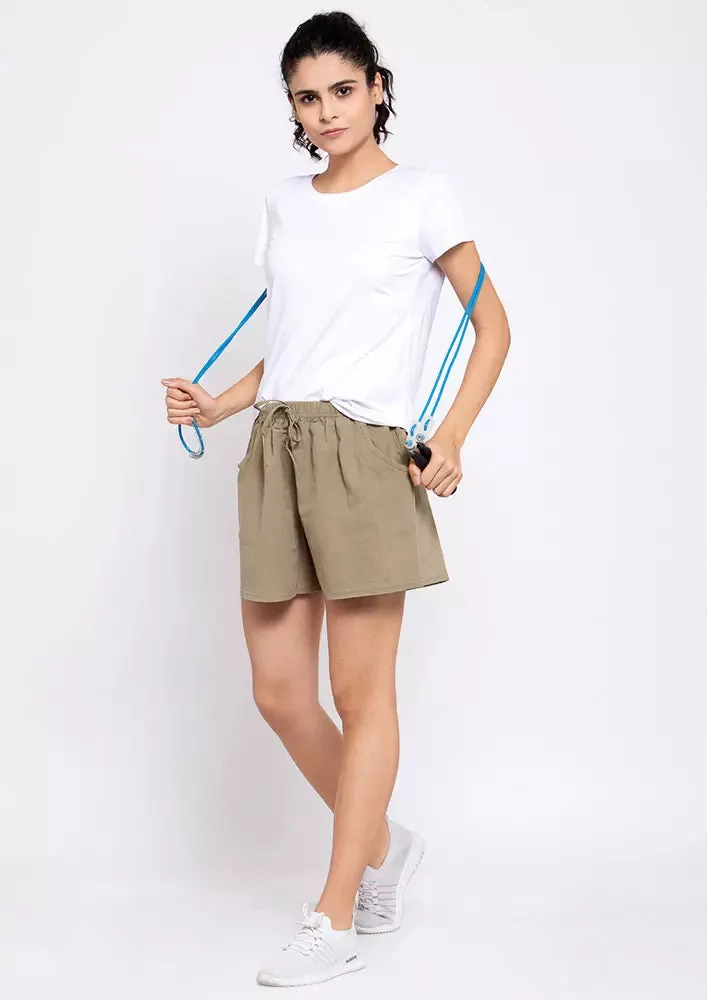 Pocketed Drawstring Flax Shorts