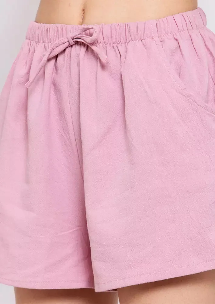 Pocketed Drawstring Flax Shorts